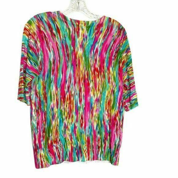 JOSEPH A short sleeve Button Front cardigan tropical pink green sz m - Picture 3 of 9